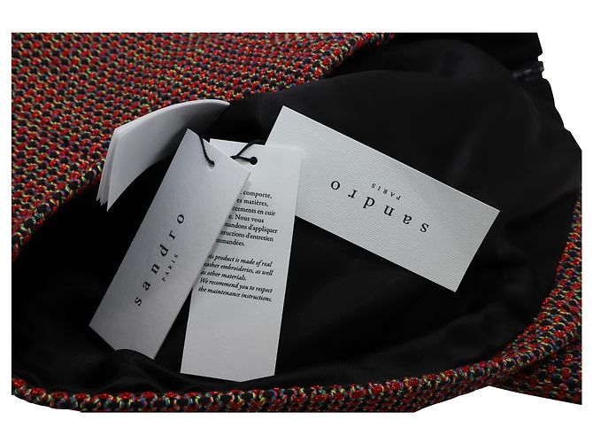 Set blazer e gonna in tweed Sandro Paris in cotone rosso - vista 9