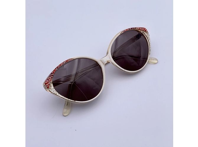 Karl Lagerfeld Vintage weiße Sonnenbrille Mod. 106 55-14 140 MM - Ansicht 4
