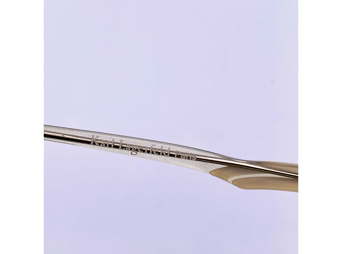 Karl Lagerfeld Vintage weiße Sonnenbrille Mod. 106 55-14 140 MM - Ansicht 6