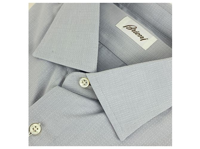 Brioni Hellgraues Langarm-Herren-Button-Down-Hemd Größe 43-17 - Ansicht 3