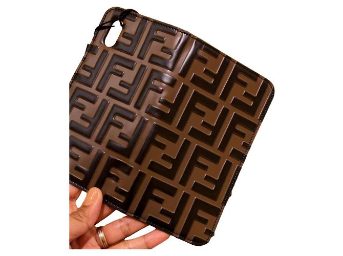 Fendi iphone abdecken 10 Fall neu mit Klappe stampa FF MAYA + NERO Braun - Ansicht 5