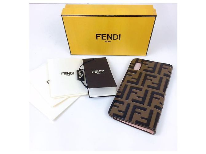 Fendi iphone abdecken 10 Fall neu mit Klappe stampa FF MAYA + NERO Braun - Ansicht 2