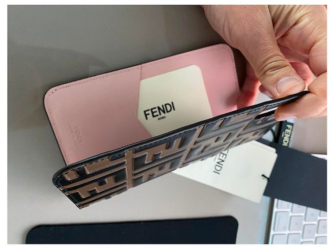 Fendi iphone abdecken 10 Fall neu mit Klappe stampa FF MAYA + NERO Braun - Ansicht 11