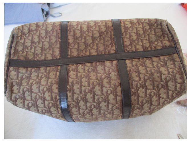 Christian Dior Tela Boston obliqua marrone. - vista 3