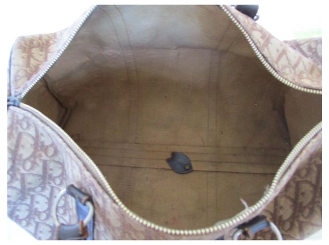 Christian Dior Tela Boston obliqua marrone. - vista 6