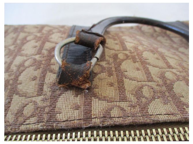 Christian Dior Tela Boston obliqua marrone. - vista 7