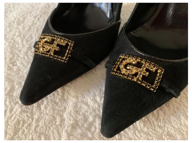 Gianfranco Ferre Vintage Décolleté GF Ferré in camoscio nero vintage - vista 5