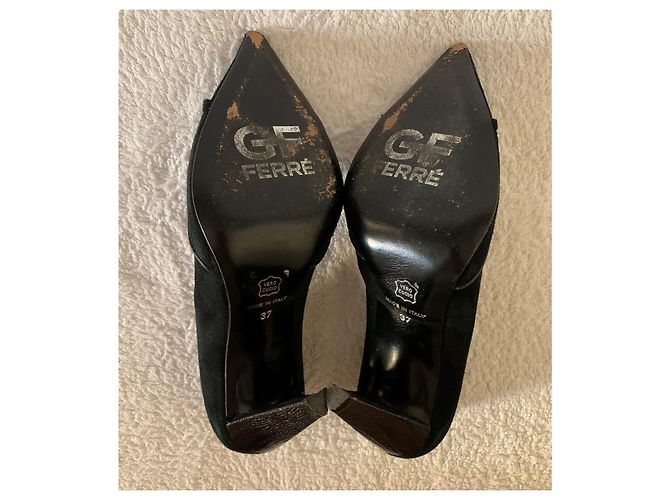 Gianfranco Ferre Vintage Décolleté GF Ferré in camoscio nero vintage - vista 6