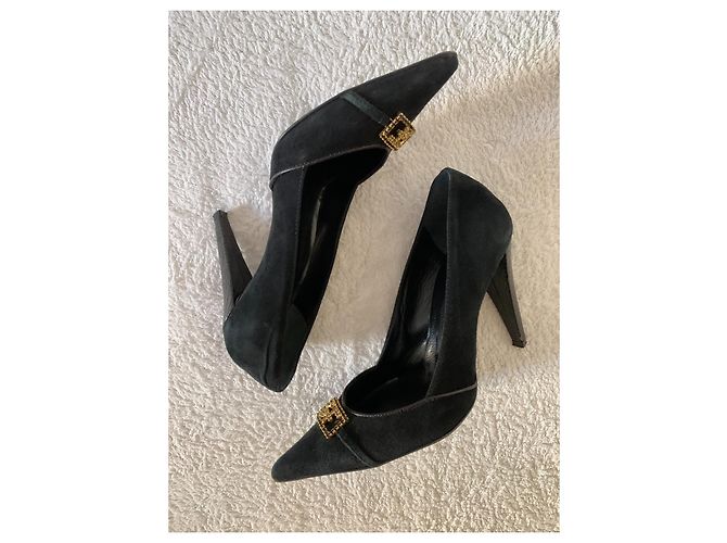 Gianfranco Ferre Vintage Décolleté GF Ferré in camoscio nero vintage - vista 9