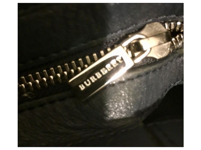 Borsa da weekend Burberry blu navy in pelle e tela Blu scuro - vista 14