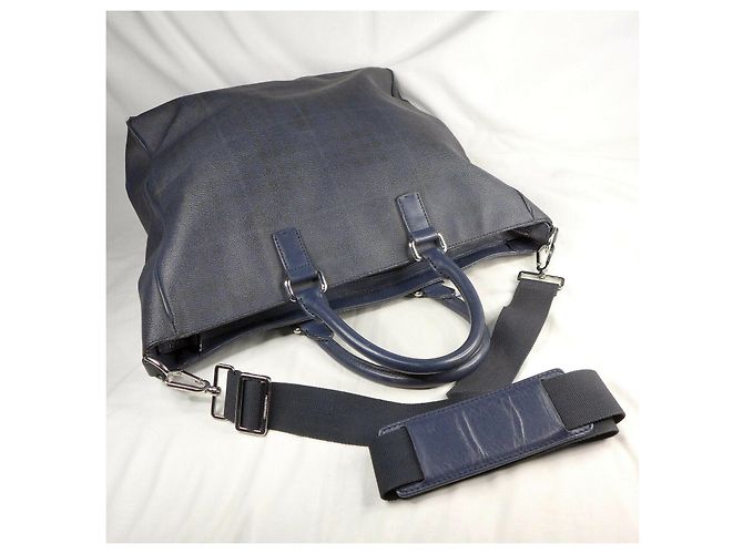 Borsa da weekend Burberry blu navy in pelle e tela Blu scuro - vista 3