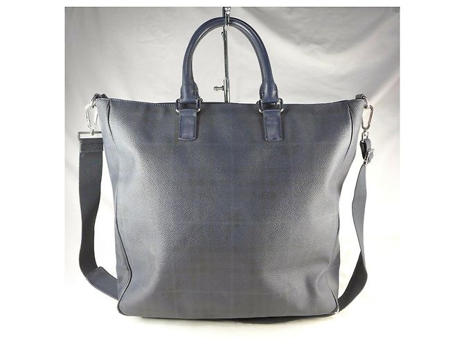 Borsa da weekend Burberry blu navy in pelle e tela Blu scuro - vista 4