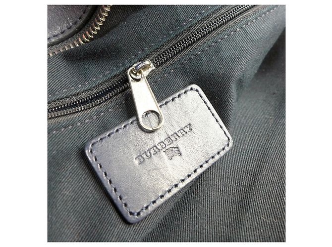 Borsa da weekend Burberry blu navy in pelle e tela Blu scuro - vista 5