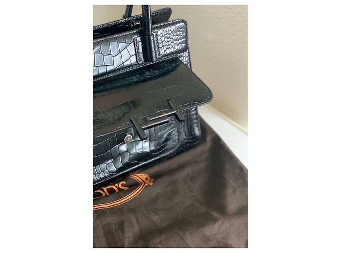 Tod's Sac Cabas, foderato T M, Pelle di tartaruga Nero - vista 3
