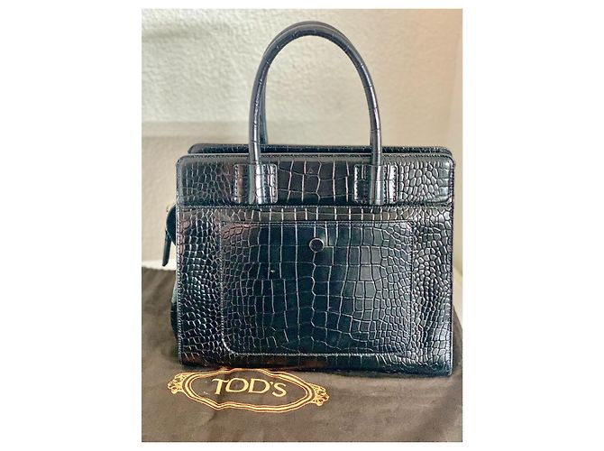 Tod's Sac Cabas, foderato T M, Pelle di tartaruga Nero - vista 4