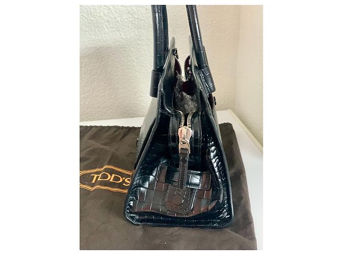 Tod's Sac Cabas, foderato T M, Pelle di tartaruga Nero - vista 5