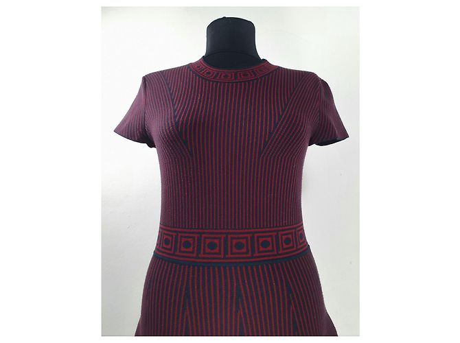 Vestido Versace de Rayas Burdeos Negro Multicolor - vista 2