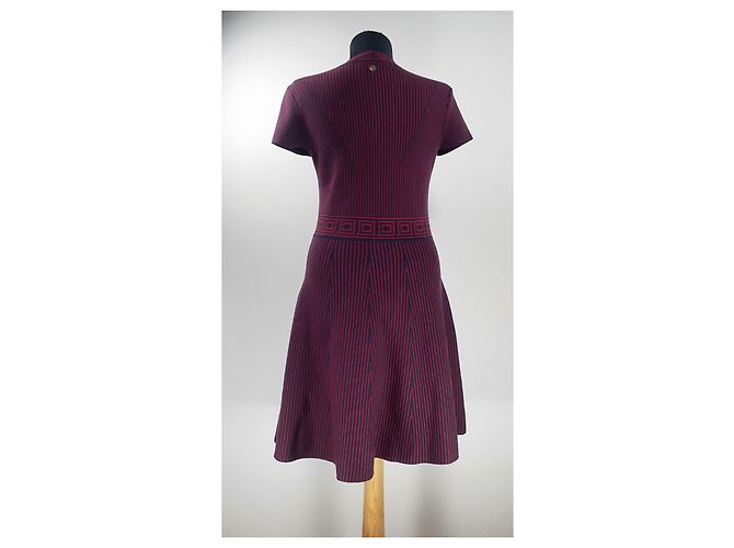 Vestido Versace de Rayas Burdeos Negro Multicolor - vista 4