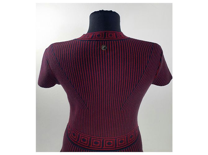 Vestido Versace de Rayas Burdeos Negro Multicolor - vista 5