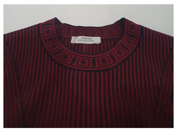 Vestido Versace de Rayas Burdeos Negro Multicolor - vista 6