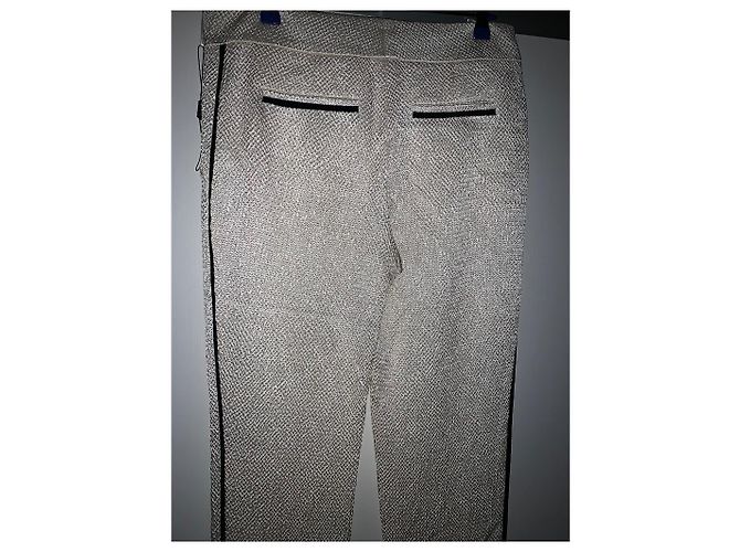 Calça Louis Vuitton em Viscose Creme e Preto Cru - vista 2
