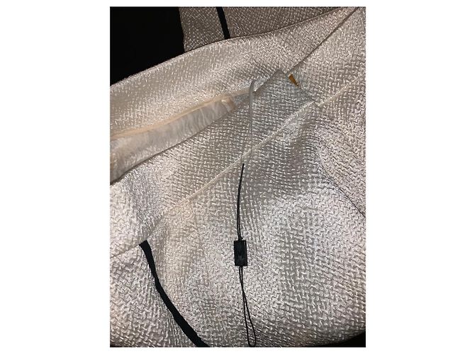 Calça Louis Vuitton em Viscose Creme e Preto Cru - vista 7