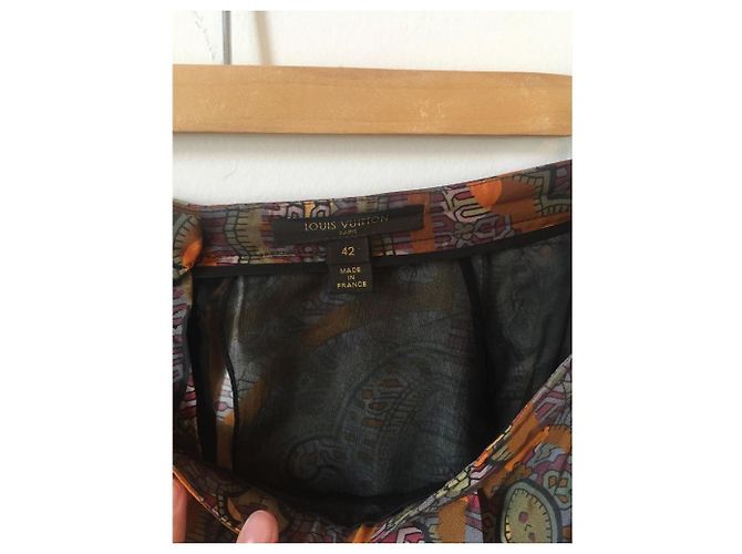 Louis Vuitton Seiden Midirock mit Volants Blumen Japanisches Muster 42 Mehrfarben - Ansicht 3