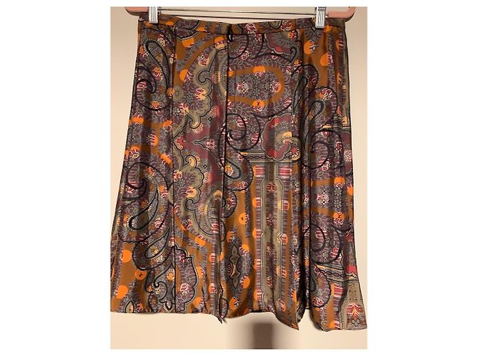 Louis Vuitton Seiden Midirock mit Volants Blumen Japanisches Muster 42 Mehrfarben - Ansicht 4