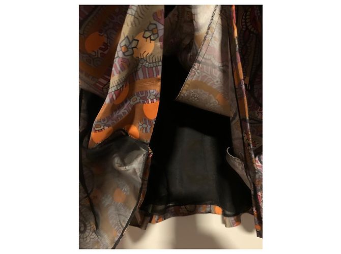 Louis Vuitton Seiden Midirock mit Volants Blumen Japanisches Muster 42 Mehrfarben - Ansicht 5