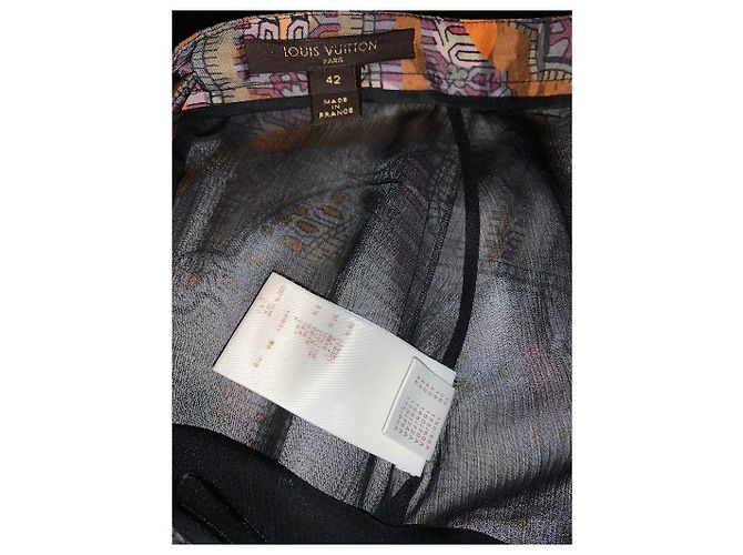 Louis Vuitton Seiden Midirock mit Volants Blumen Japanisches Muster 42 Mehrfarben - Ansicht 6