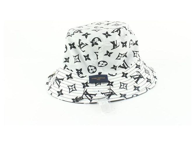 Bucket Louis Vuitton Weiß x schwarze Monogramm-Eimer-Hut-Fischer-Kappe - Ansicht 11