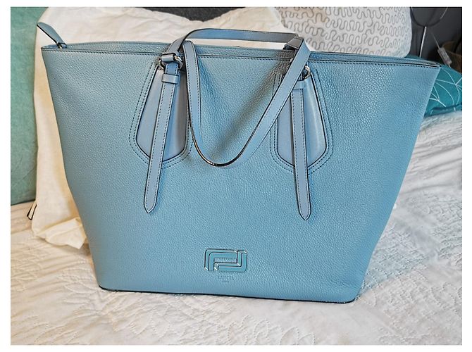 Borsa tote Lancel grande in pelle blu - vista 3