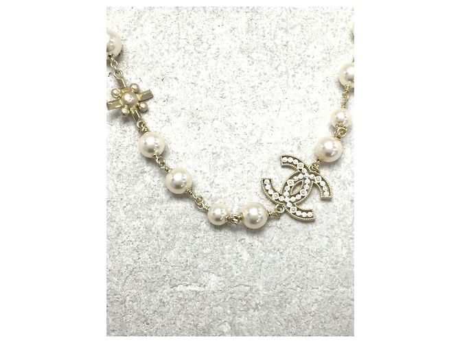 Collana CHANEL / Perla / Bianco / Oro / A19 - vista 2