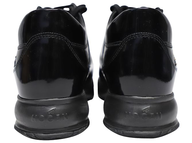 Sneakers Hogan Interactive con Borchie in Pelle Verniciata Nera Nero - vista 4