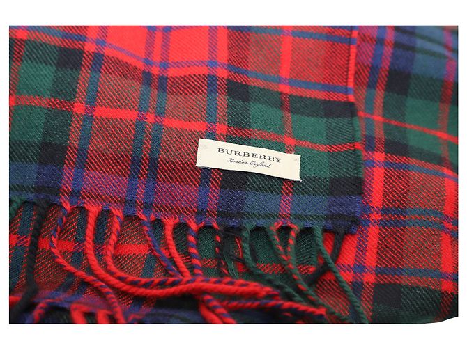 Bufanda a cuadros de cuadros escoceses Burberry en lana roja - vista 3