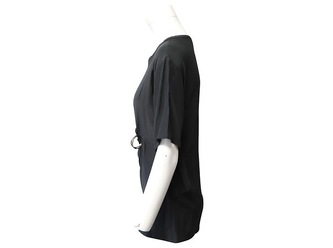 Roberto Cavalli Bluse mit Schnallendetail aus schwarzer Seide - Ansicht 2