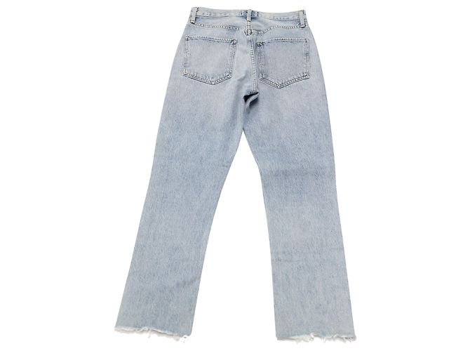 Jeans Agolde Riley a gamba dritta in cotone azzurro Blu Blu chiaro - vista 2
