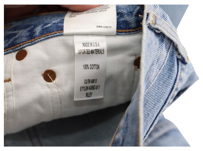 Jeans Agolde Riley a gamba dritta in cotone azzurro Blu Blu chiaro - vista 3