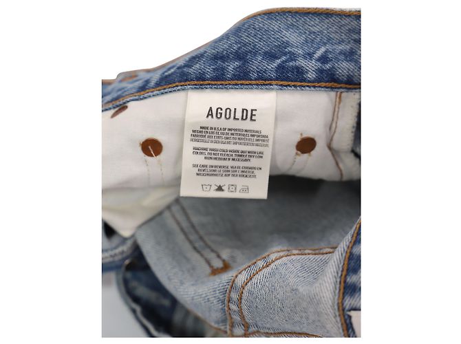 Jeans Agolde Riley a gamba dritta in cotone azzurro Blu Blu chiaro - vista 4
