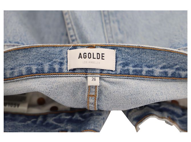 Jeans Agolde Riley a gamba dritta in cotone azzurro Blu Blu chiaro - vista 5