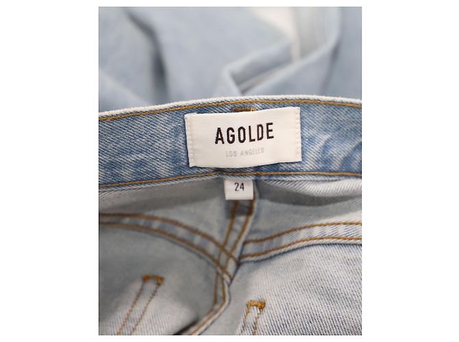 Jeans Agolde Riley a vita alta e dritti con taglio dritto in cotone denim blu Blu chiaro - vista 3