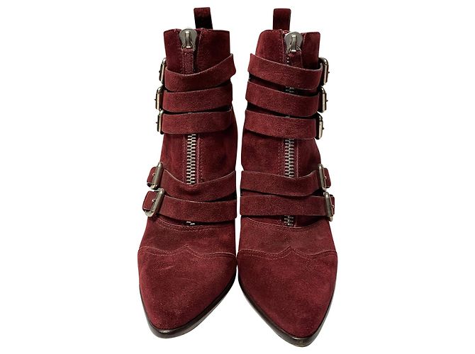 Tabitha Simmons Harley 80 Stivali con zeppa con fibbia in camoscio bordeaux Rosso Bordò - vista 2