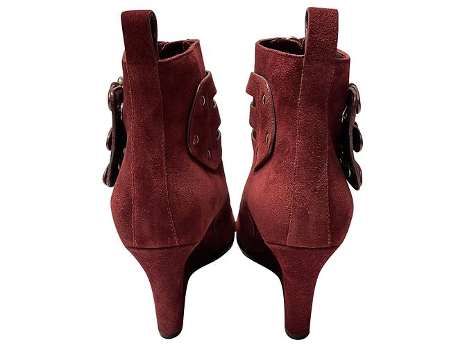 Tabitha Simmons Harley 80 Stivali con zeppa con fibbia in camoscio bordeaux Rosso Bordò - vista 5