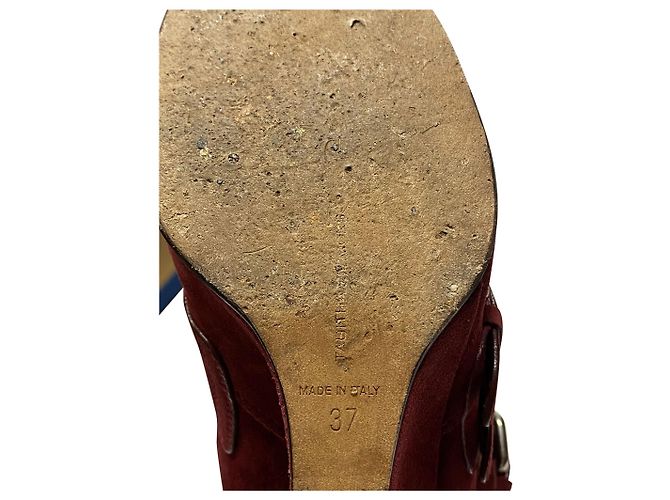 Tabitha Simmons Harley 80 Stivali con zeppa con fibbia in camoscio bordeaux Rosso Bordò - vista 6