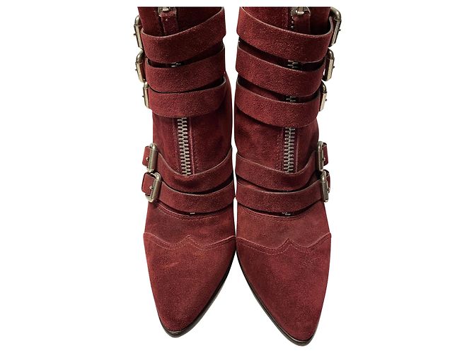 Tabitha Simmons Harley 80 Stivali con zeppa con fibbia in camoscio bordeaux Rosso Bordò - vista 8