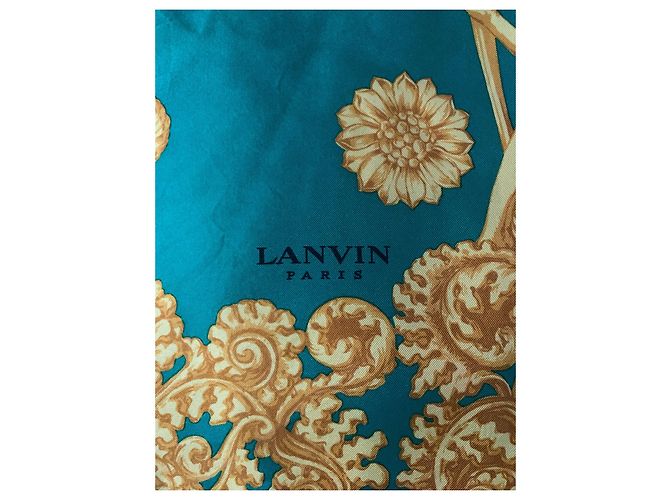 Lanvin Seidentuch smaragdgrün mit goldenen Motiven Dunkelgrün - Ansicht 3