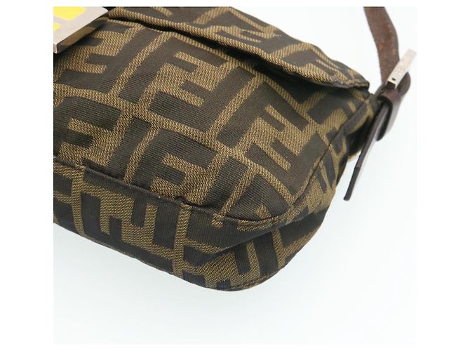FENDI Zucca Canvas Borsa A Tracolla Mamma Baguette Nylon Marrone Nero Auth gt1859 - vista 10
