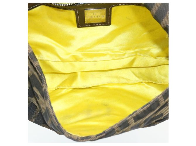 FENDI Zucca Canvas Borsa A Tracolla Mamma Baguette Nylon Marrone Nero Auth gt1859 - vista 11