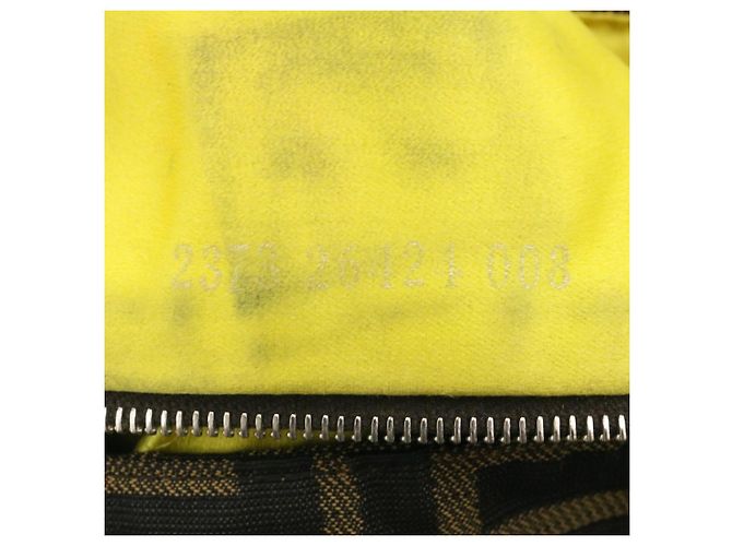 FENDI Zucca Canvas Borsa A Tracolla Mamma Baguette Nylon Marrone Nero Auth gt1859 - vista 12