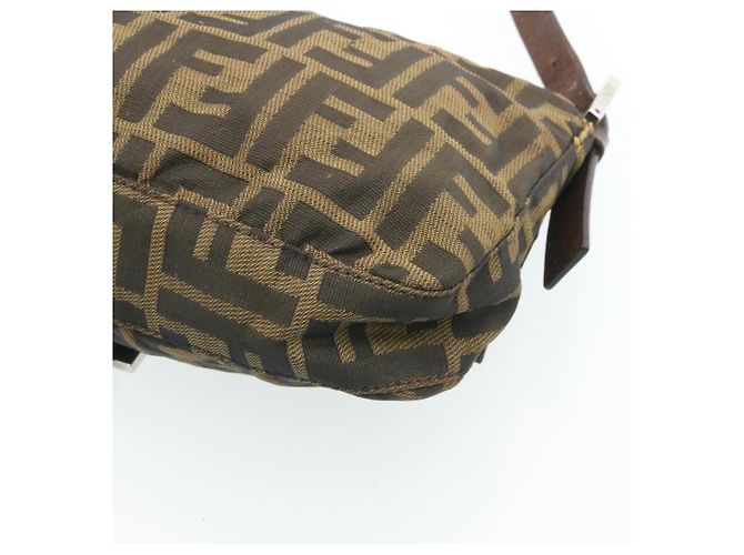 FENDI Zucca Canvas Borsa A Tracolla Mamma Baguette Nylon Marrone Nero Auth gt1859 - vista 15